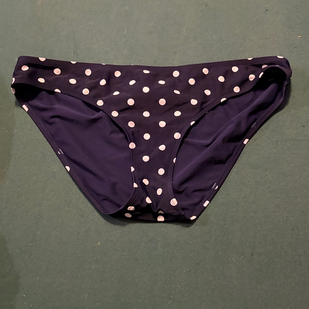 Aerie Dark Blue Bikini Bottom with Light Pink Dots
